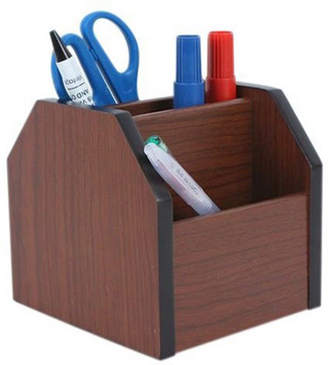 

Kids Mandi 4 Compartments Wooden Pen Stand(Brown)
