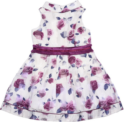 NautiNati Girls Casual Dress, Ecru lilac