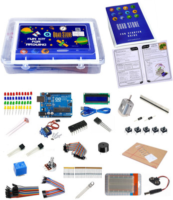 

QuadStore Fun Learning Kit for Arduino Uno R3 (with Book & Circuit for Starters / Beginners)(Blue)