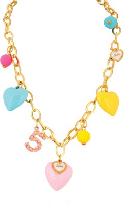 SPARGZ Design 5, Heart With Beads Charm Necklace For Women Beads Gold-plated Plated Brass Necklace