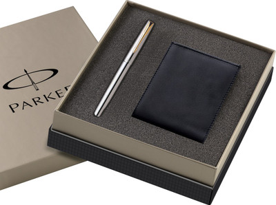 

Parker Frontier Stainless steel CT with wallet Gift Set - 9 Roller Ball Pen