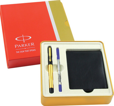 

Parker Vector MB Gold Roller Ball pen GT+Free leather wallet Pen Gift Set