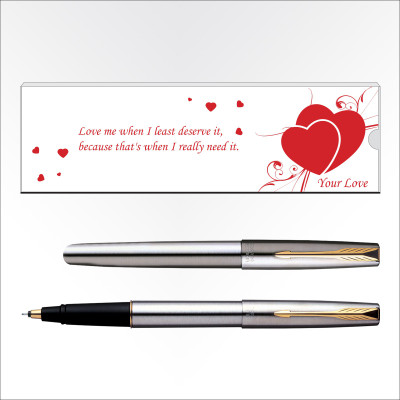 

Parker Frontier Valentine's-Day Special Stainless Steel Gold Trim Roller Ball Pen