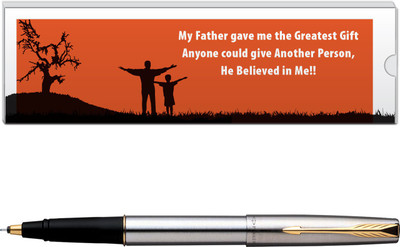 

Parker Frontier Stainless Steel GT with Dad Quote-5 Roller Ball Pen