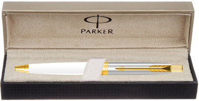 

Parker Aster Shiny White Gold Trim Ball Pen