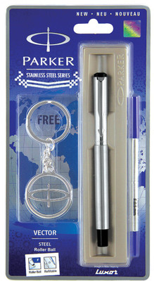 

Parker VECTOR SS Roller Ball Pen CT + Free Key Chain Pen Gift Set