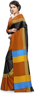 AJS Self Design Paithani Cotton Linen Blend Saree(Gold, Black) available at flipkart for Rs.899