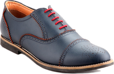 

Zebra Men's Extra Strong and Double Coated Genuine Leather Brogue Shoes Lace Up For Men(Blue