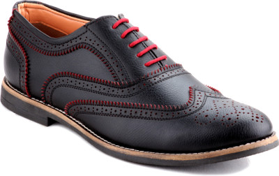 

Zebra Men's Extra Strong and Double Coated Genuine Leather Brogue Shoes Lace Up For Men(Black