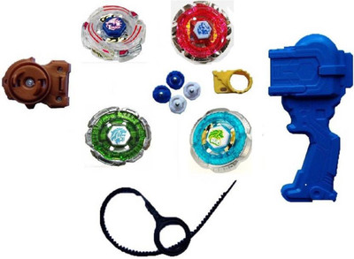 

Tiny's World 4 in 1 Beyblades 4D/5D System Metal Fighters Fury with Metal Fight Ring and Handle Launcher Toy(Multicolor)