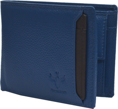

Krosshorn Men Blue Genuine Leather Wallet(9 Card Slots)