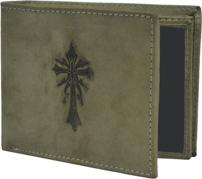 

Krosshorn Men Green Genuine Leather Wallet(9 Card Slots)