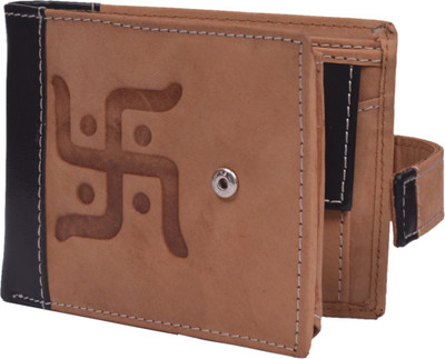 Krosshorn Men Tan Genuine Leather Wallet(9 Card Slots)