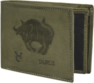 Krosshorn Men Green Genuine Leather Wallet(9 Card Slots)