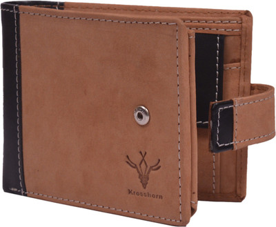 

Krosshorn Men Tan Genuine Leather Wallet(9 Card Slots)