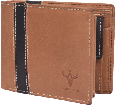 

Krosshorn Men Tan Genuine Leather Wallet(9 Card Slots)