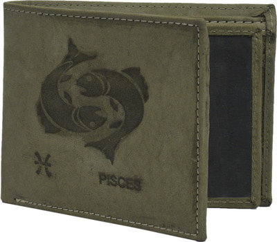 

Krosshorn Men Green Genuine Leather Wallet(9 Card Slots)