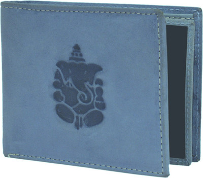 

Krosshorn Men Blue Genuine Leather Wallet(9 Card Slots)