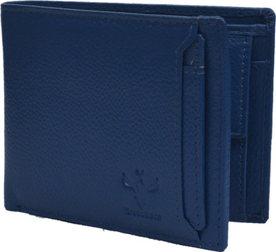 

Krosshorn Men Blue Genuine Leather Wallet(9 Card Slots)