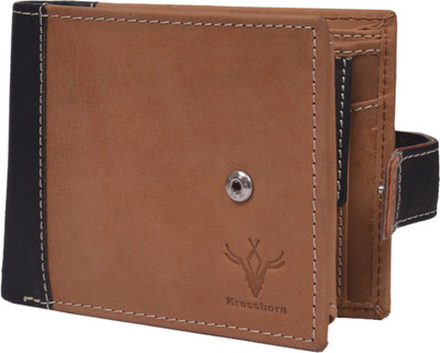 

Krosshorn Men Tan Genuine Leather Wallet(9 Card Slots)