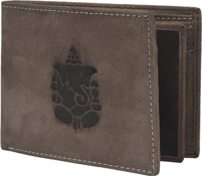 Krosshorn Men Brown Genuine Leather Wallet(9 Card Slots)