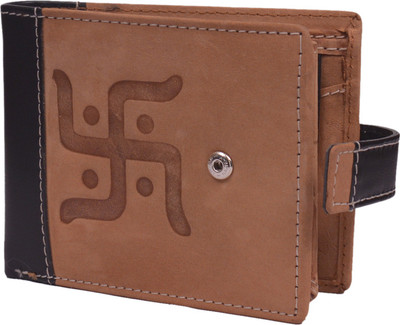 

Krosshorn Men Tan Genuine Leather Wallet(9 Card Slots)