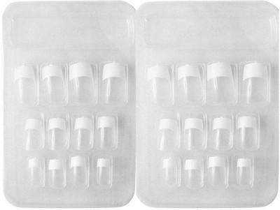 

Ear Lobe & Accessories Personal/Professional Reusable False French Nails With Glue White(Pack of 24)