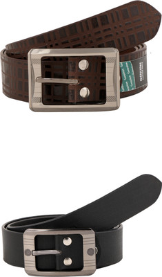 

Sarah Men Party Multicolor Genuine Leather Belt, Black & brown