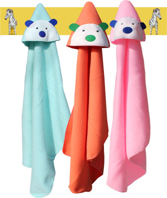 

My NewBorn Plain  Hooded Baby Blanket(Polyester, Green, Pink, Red