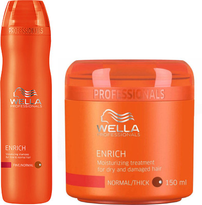 

Wella Professionals Enrich Moisturizing Shampoo 250 ml + Mask 150 ml For Dry And Damaged Hairs(Set of 2)