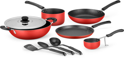 

Ideale 9 Pcs Non- Stick Aluminium Cookware Set Cookware Set(Aluminium, 9 - Piece), Red