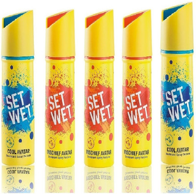 

Set Wet 3 Mischief Avatar And 2 Cool Avatar Set of 5 Deodorant Spray - For Men(150 ml, Pack of 5)