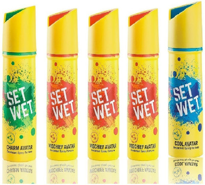 

Set Wet 1 Charm Avatar And 3 Mischief Avatar 1 Cool Avatar Set of 5 Deodorant Spray - For Men(150 ml, Pack of 5)