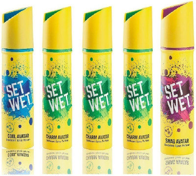 

Set Wet 1 Cool Avatar And 3 Charm Avatar 1 Swag Avatar Set of 5 Deodorant Spray - For Men(150 ml, Pack of 5)