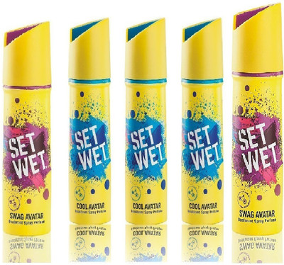 

Set Wet 3 Cool Avatar And 2 Swag Avatar Set of 5 Deodorant Spray - For Men(150 ml, Pack of 5)