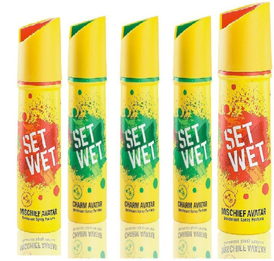 

Set Wet 3 Charm Avatar And 2 Mischief Avatar Set of 5 Deodorant Roll-on - For Men(150 ml, Pack of 5)