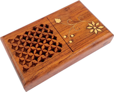 TimberKart 10 Compartments Sheesham Wood Pocket Case Jali Work & Brass Hand Crafted Cigarette Holder Stand(Brown) available at flipkart for Rs.269