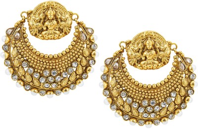 Shining Jewel Pearl, Crystal Brass Chandbali Earring