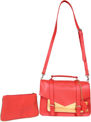 

Nekstyle Shoulder Bag(Red, Gold), Gold;red