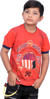 

JG FORCEMAN Boys & Girls Printed Cotton T Shirt(Red, Pack of 1