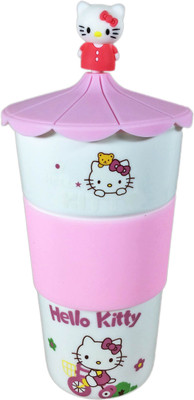 

Babysid Collections Hello Kitty Porcelain with Suction 3D Lid 350 ML Big Size Porcelain Mug(350 ml), Pink;white