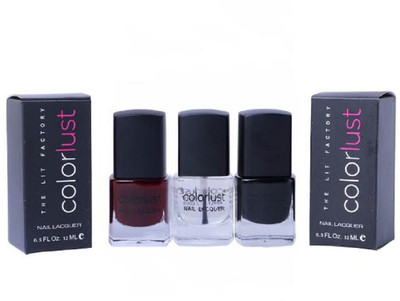 

Colorlust Nailpaint Wine red, Topcoat, Black(Pack of 3)