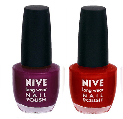 

Nive Colour Blast Nail Polish 002 Purple,Red(Pack of 2)