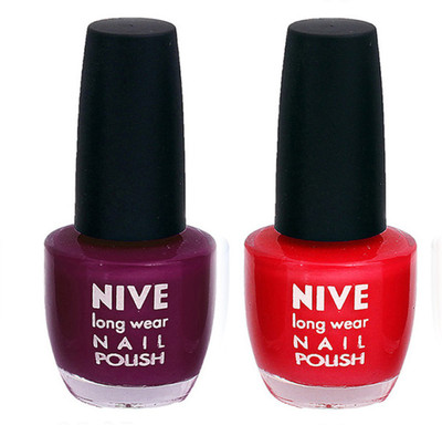 

Nive Colour Blast Nail Polish 020 Purple,Red(Pack of 2)