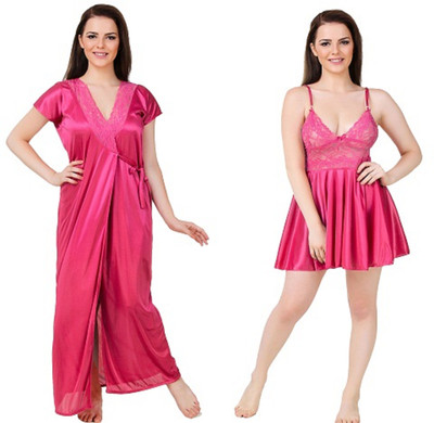 Bombshell Women Nighty with Robe(Pink) at flipkart