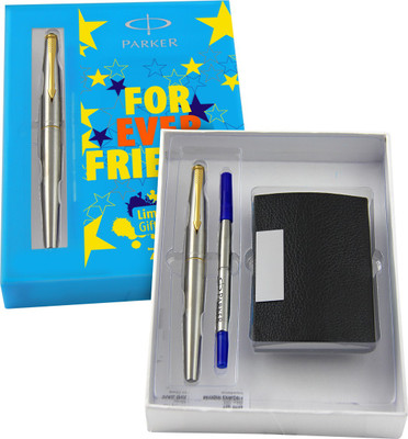 

Parker Galaxy Stainless Steel GT Roller Ball + Card Holder Pen Gift Set