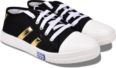 

Bare Soles Gold Stripe casual Woman/girl sneakers Canvas Shoes For Women(Multicolor, Black