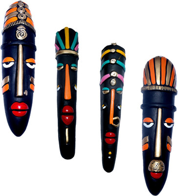 

Rasoh Village hand artz egyptian decorative combo of decorative tribal wall hanging masks Decorative Showpiece - 27 cm(Terracotta, Multicolor)