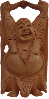 

LAVANSHI 6" Kadamba Wood Laughing Buddha Idol Decorative Showpiece - 15 cm(Wooden, Brown)