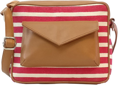 

Lemon Trunk Women Pink, Tan Canvas, PU Sling Bag